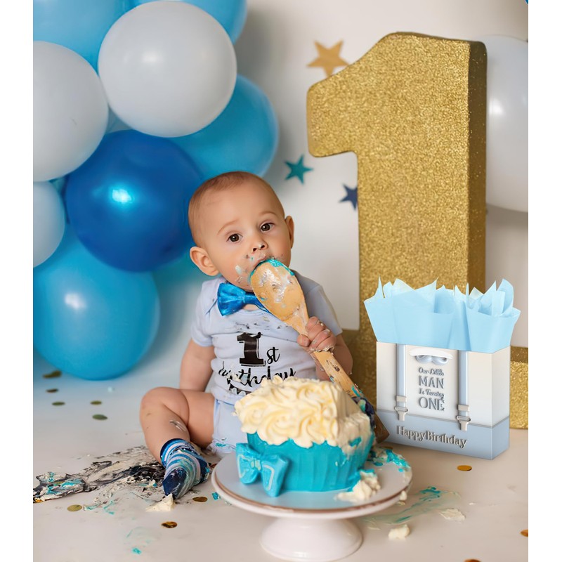 Linelglobal 1st Birthday Gift Bag with Wrapping Tissue for Baby
