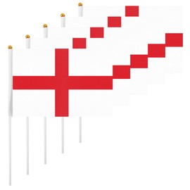 ASUNO Pack of 20 Mini Hand Hold Flag 14 × 21 cm Mini England English Stick Flag Polyester for Football Club Party Decorations International Festivals Indoor and Outdoor
