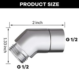 Shower Head Elbow Adapter, All Metal Handheld & Wall-Mounted Shower Arm Extension, G1/2" Shower Head Angle Connector (135 Degree, Chrome)