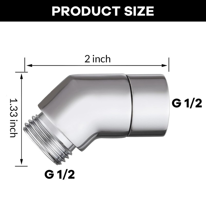 Shower Head Elbow Adapter, All Metal Handheld & Wall-Mounted Shower