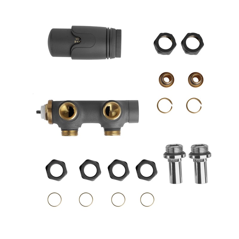 S SIENOC H-valve connection set, centre connection/radiator valves, thermostat for