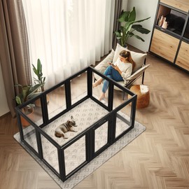 FXW AuraSpace Acrylic Indoor Dog Playpen for Puppies and Small Dogs, 24 Inch, 10 Panels, Black