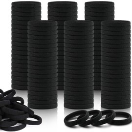 EYBDYB 150 PCS Seamless Hair Ties,Hair Ties for Thick Hair,Elastic Hair Ties,Thick Hair Ties,Rip Tie Hair Ties,Hair Elastics No Damage (Black)