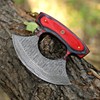 ZN CRAFTS Handcrafted Damascus Steel Alaskan Ulu Knife wisth Leather