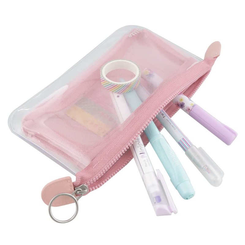 Sunstar Stationery S2319136 Mitte Pencil Case, Mesh, Flat, Smoky Pink