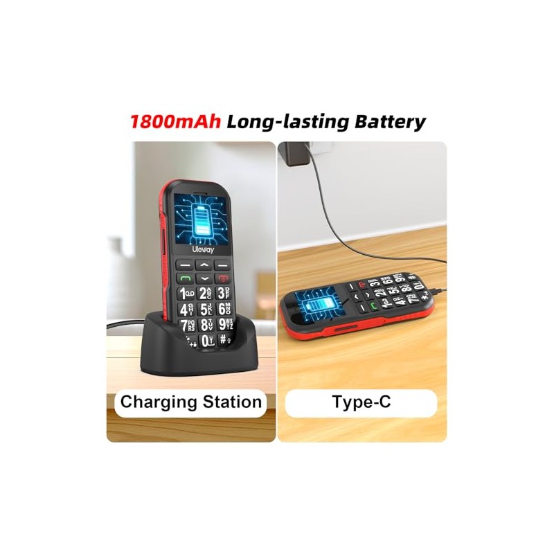 Usteetic 4G Unlocked Senior Mobile Phones, Charging Station, Black