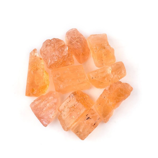 QNAVIC 10pcs Raw Imperial Topaz Gemstone, Chakra Healing Stones, Rough