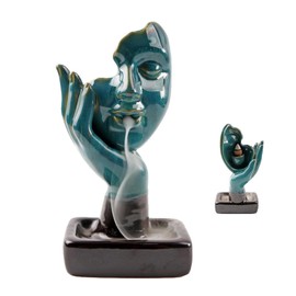 MeYuxg Backflow Incense Burner, Meditating Incense Stick Holder, Handmade Incense Waterfall Incense Fountain, Thinking Ceramic Statue Incense Burner, Modern Art Incense Stick Holder for Home