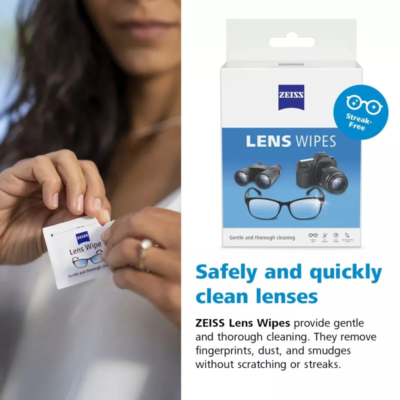 ZEISS Gentle and Thorough Cleaning Eyeglass Lens Cleaner Wipes, 100