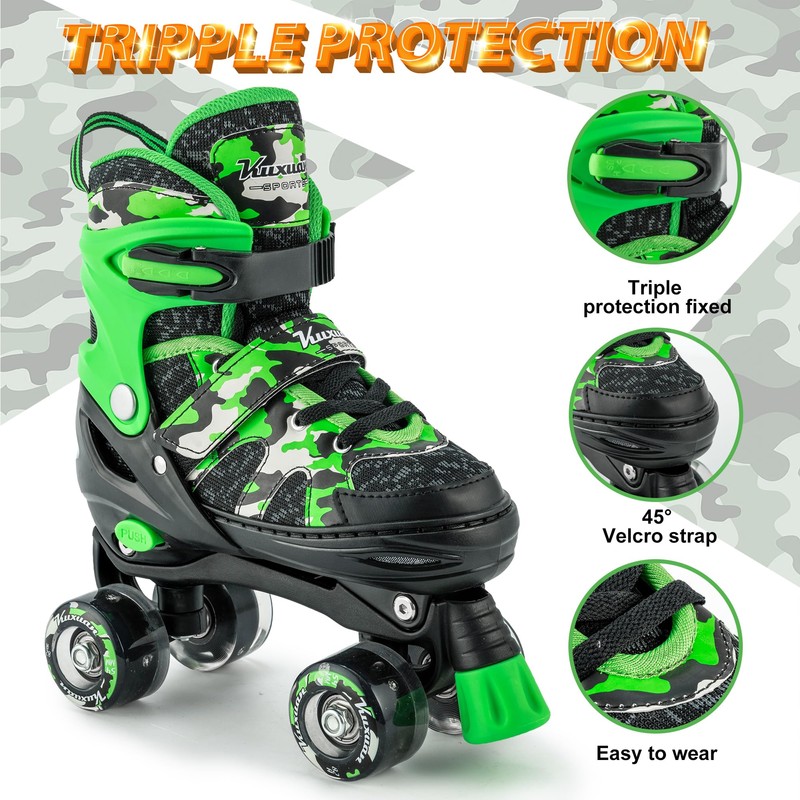 Kuxuan Skates Boys and Girls Camo Adjustable Roller Skates with