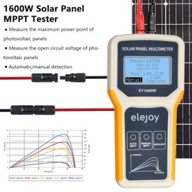 Solar Panel MPPT Tester 1600W, AIMOEST Photovoltaic Multimeter for Pmax Vmp Imp Voc Max Power Point, Solar Power Meter with Auto/Manual MPPT, Backlit LCD Display for PV Module Testing