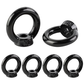 FYting Pack of 6 Ring Nuts M8, Ring Bolts M8, Ring Eyelets, Eyelet Nut Stainless Steel Eye Nuts, Eye Bolts for Lifting Accessories, Hanging Flower Pots, Swing Shelves, Decoration (Black)