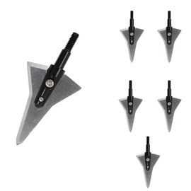 RUOERSISI 6/12pcs 125 Grain Traditional Archery Arrow Tips Screw in Arrowheads Fixed Blade Arrow Broadhead Stainless Steel Archery Arrowheads for Small Game Hunting (6pcs)