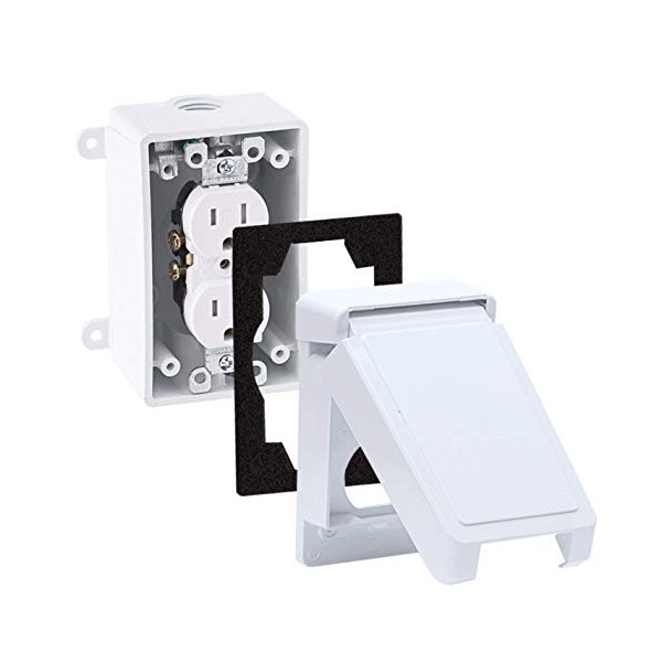 White PVC Vertical Weatherproof Tamper Resistant Receptacle Kit
