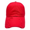 Vintage Washed Distressed Cotton Adjustable Baseball Cap (Red)