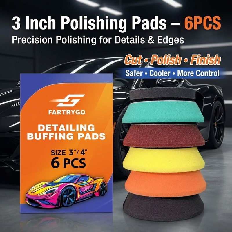 FarTryGo 3 Inch Foam Polishing Pads 6-Pack – Dual-Layer, Heat-Dissipating