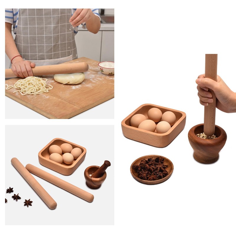 Mirhua Rolling Pin Rolling Pin Natural Wood Beech Pipe Cake