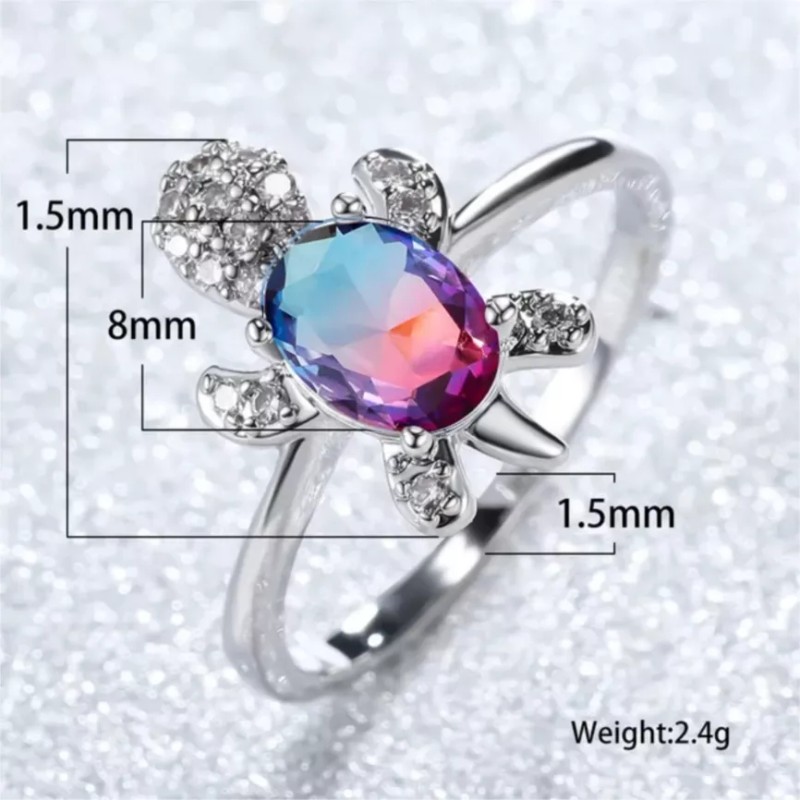 Dtup Anillo De Tortuga Plata S925 Símbolo De Suerte Y