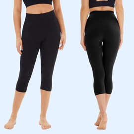 TNNZEET Pack of 3 Capri Leggings, Women's High Waist Black Leggings, Opaque for Sports Gym