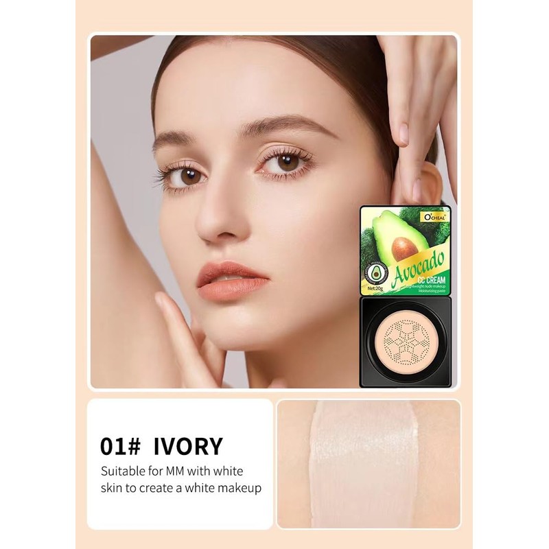 O’CHEAL Cushion Concealer with Mushroom Sponge Applicator,Natural02#