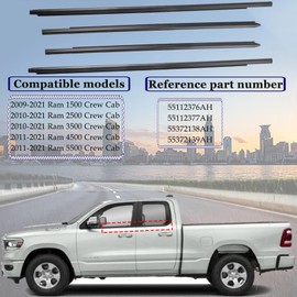 BOLTRY 4Pcs Car Window Weather Stripping Molding Trim Seal Belt KitCompatible with Dodge Ram 1500 2500 3500 4500 5500 Crew Cab 2009-2023, Replaces OEM# 55112376AH 55112377AH 55372138AH 55372139AH