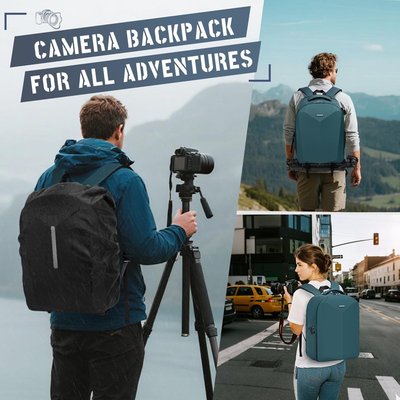 RAINSMORE Camera Backpack Hard Shell for DSLR/SLR Waterproof Camera Bag