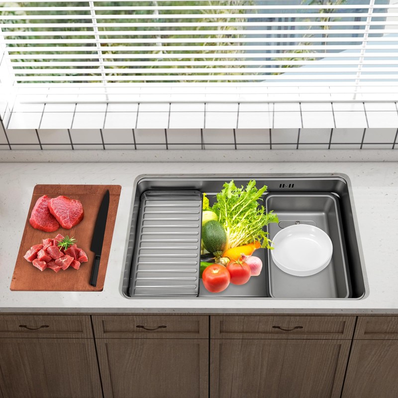JAYGOVAN Kitchen Sink, 304 Stainless Steel Drop-In/Undermount Sinks, Top Mount