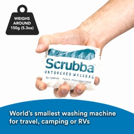 Scrubba Untouched Wash Bag - Portable Washing Machine - Eco-Friendly Manual Washing Machine for Travel, Camping, Baby Clothes - Travel Essentials, Gift - use with Laundry Detergent, & Sheets - 5.3 oz.