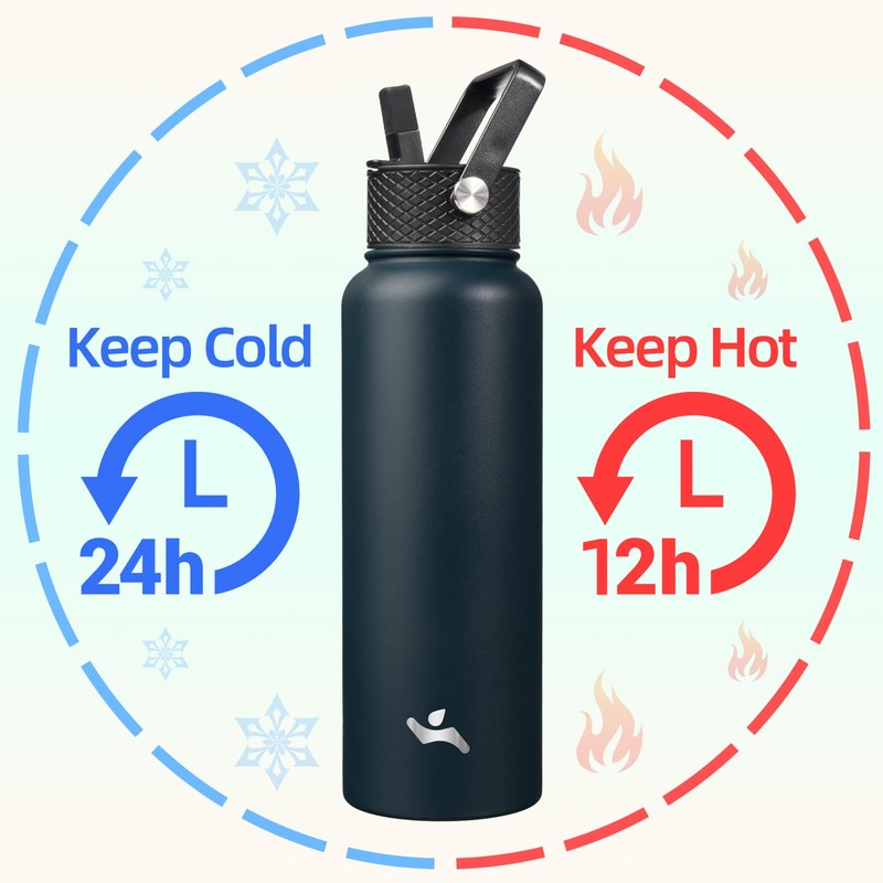 Konokyo 40oz Insulated Water Bottle Sport Stainless Steel Water Bottles