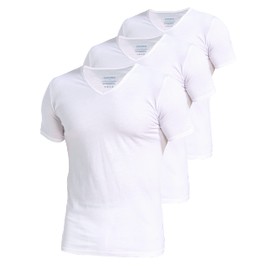 Comfneat Men's 3-Pack Undershirts Stretchy Cotton Spandex V-Neck T-Shirts (White V-Neck 3-Pack, XL)