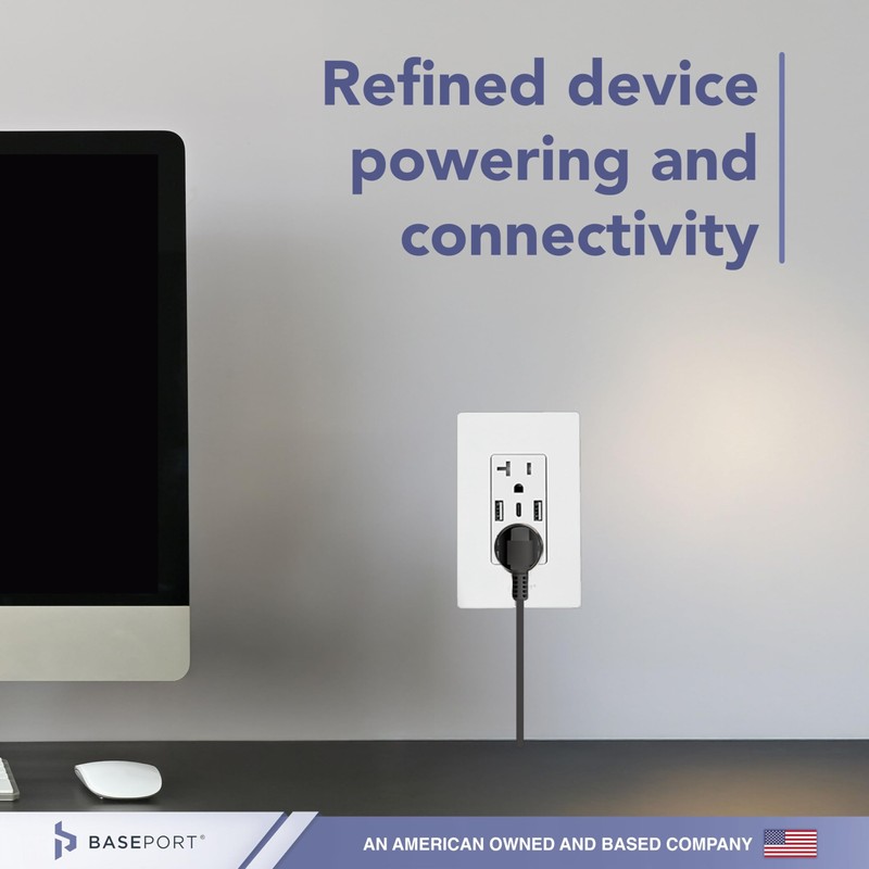 BASEPORT Premium Wall Outlet with USB Ports - Duplex 125V