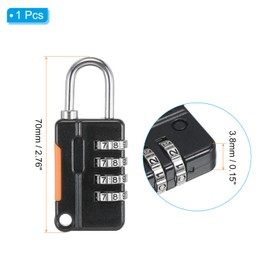 PATIKIL Security Steel Cable with 4 Digit Combination Lock, 3Ft Coated Safety Wire Rope Double Loop Padlock for Outdoor Travel Luggage, Black