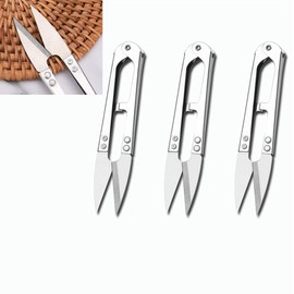 Zittop 2pcs Premium Stainless Steel 4.2in U Sewing Scissors Clippers, Embroidery Yarn Scissors Mini Thread Sewing Cutter, Yarn Fishing Mini Small Snips Trimming Nipper Great for Stitch (Silver).