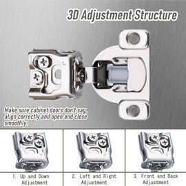 Soft Close Cabinet Hinges, HTCELLE 2 Pack 1 Pair 1 inch Overlay Self Slow Closing Door Hinges for Kitchen Cabinets, Face Frame Cabinet Concealed Hinges with Built-in Damper, 3 Way Adjustability