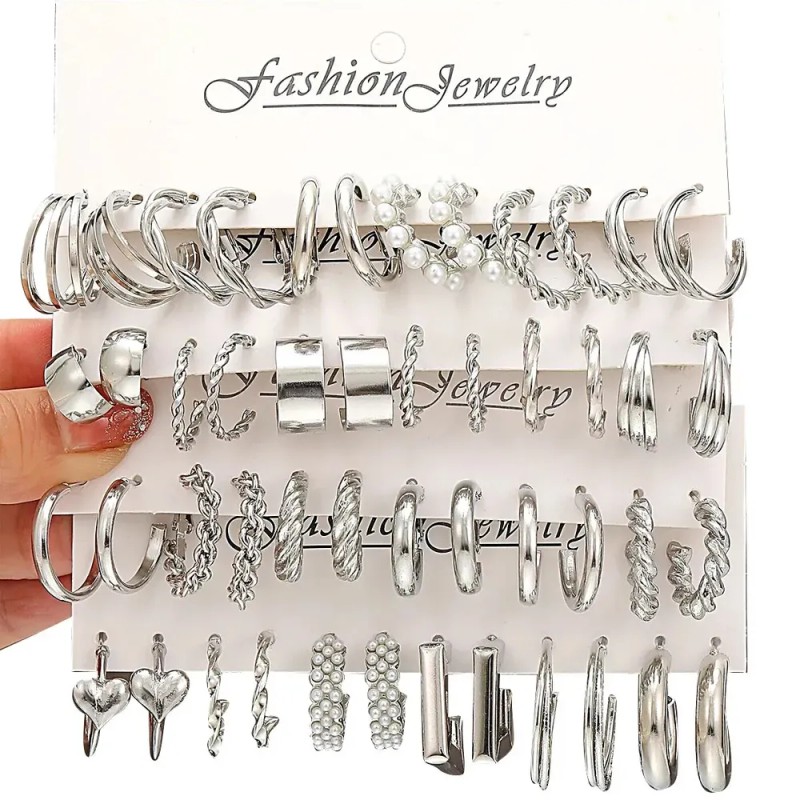Awvuq - 24 Pare Aretes Con Piercing Pendientes Joyeria Mujer