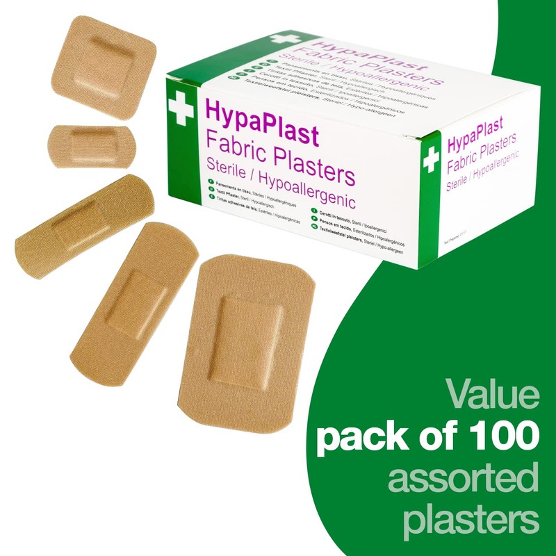 Safety First Aid Group HypaPlast Fabric Plasters, Assorted (100) Sterile