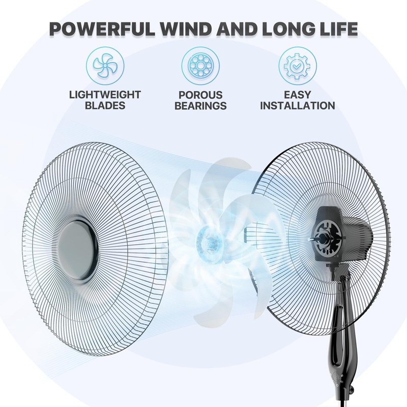 mollie Oscillating Pedestal Fan with Remote Control 12H Timer Portable