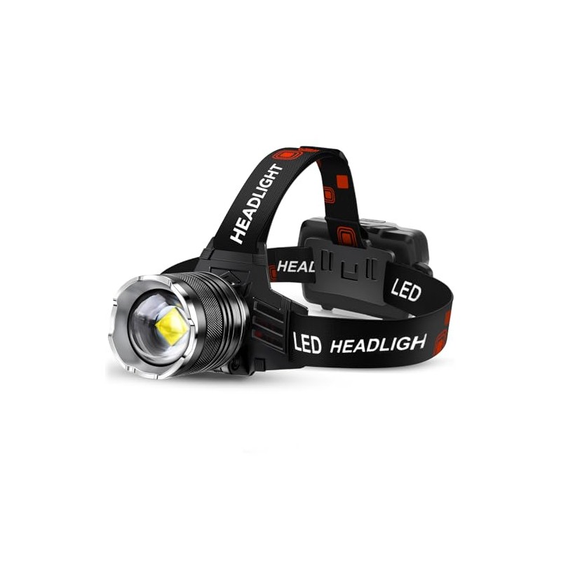 LED Rechargeable Headlamp, Ultra-Bright Zoomable Head Lamp with 12 Modes