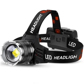LED Rechargeable Headlamp, Ultra-Bright Zoomable Head Lamp with 12 Modes & IPX7 Waterproof, USB-C Rechargeable, 0-125° Adjustable Head Light for Outdoor, Camping, Hard Hat