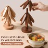 Wood Natural Tree Trivet Set, Christmas Tree Shape Trivets for