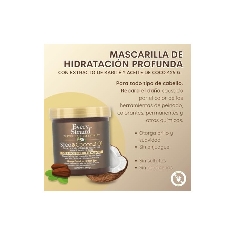 Every Strand Mascarilla para Cabello Hidratacion Profunda Karite y Aceite