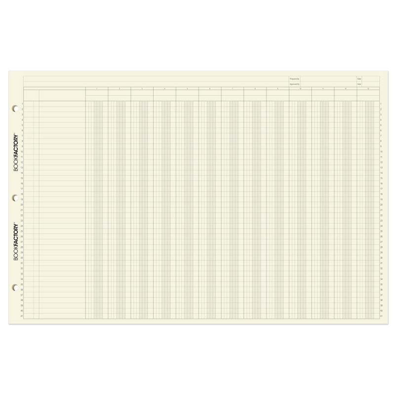 BookFactory Ledger Pad/Large 13 Column Accounting Ledger Columnar (Thirteen Columns)