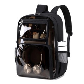 ASKSKY Clear Backpack, Clear Bookbag for School, Oxford Fabric & PVC