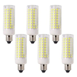 Lxcom Lighting Dimmable E11 LED Corn Bulb 10W Mini Ceramic Candelabra Bulbs (6 Pack)- 102 LEDs 2835 SMD 100W Equivalent Daylight White 6500K T3/T4 JDE11 120V Lamp for Chandeliers Cabinet Lighting