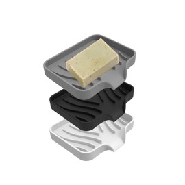 Paquete de 3 soportes para jabón, jabonera para ducha, fácil de limpiar, soporte para jabón de silicona suave, soporte para jabón de cascada autodrena