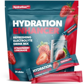 Electrolyte Powder - 30 Sticks with 9 Vitamins & Nutrients, Electrolytes - Vegan & Produced in Germany - Strawberry Flavour HydrationPro