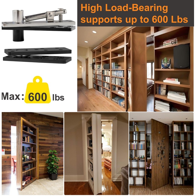 Hidden Door Hinge Kit - 360° Swinging Heavy Duty Pivot