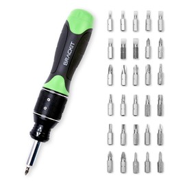 Brackit Premium 2 in 1 Ratchet and Screwdriver with Bits 32 Piece Set– Dual Drive 6 x Faster Than Regular Ones – Handy and Efficient for DIY and Installation Jobs