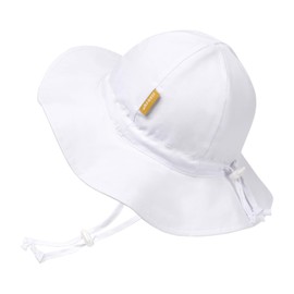 Baby Girl Sun Hat with UPF 50+ Outdoor Adjustable Toddler Beach Hat with Wide Brim Bucket Hats for Kids 0-6 Months White