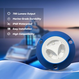 Zuomeng Marine-Grade Blue Underwater LED Boat Lights, 700 Lumens of Single Color High Output Light, Ideal for Boats, Tugs, Fishing, Dinghies, Compatible with 10-30V DC Power Systems, Sold in Pairs